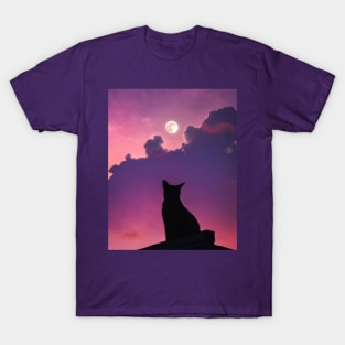 Cat Watching the Sunset T-Shirt